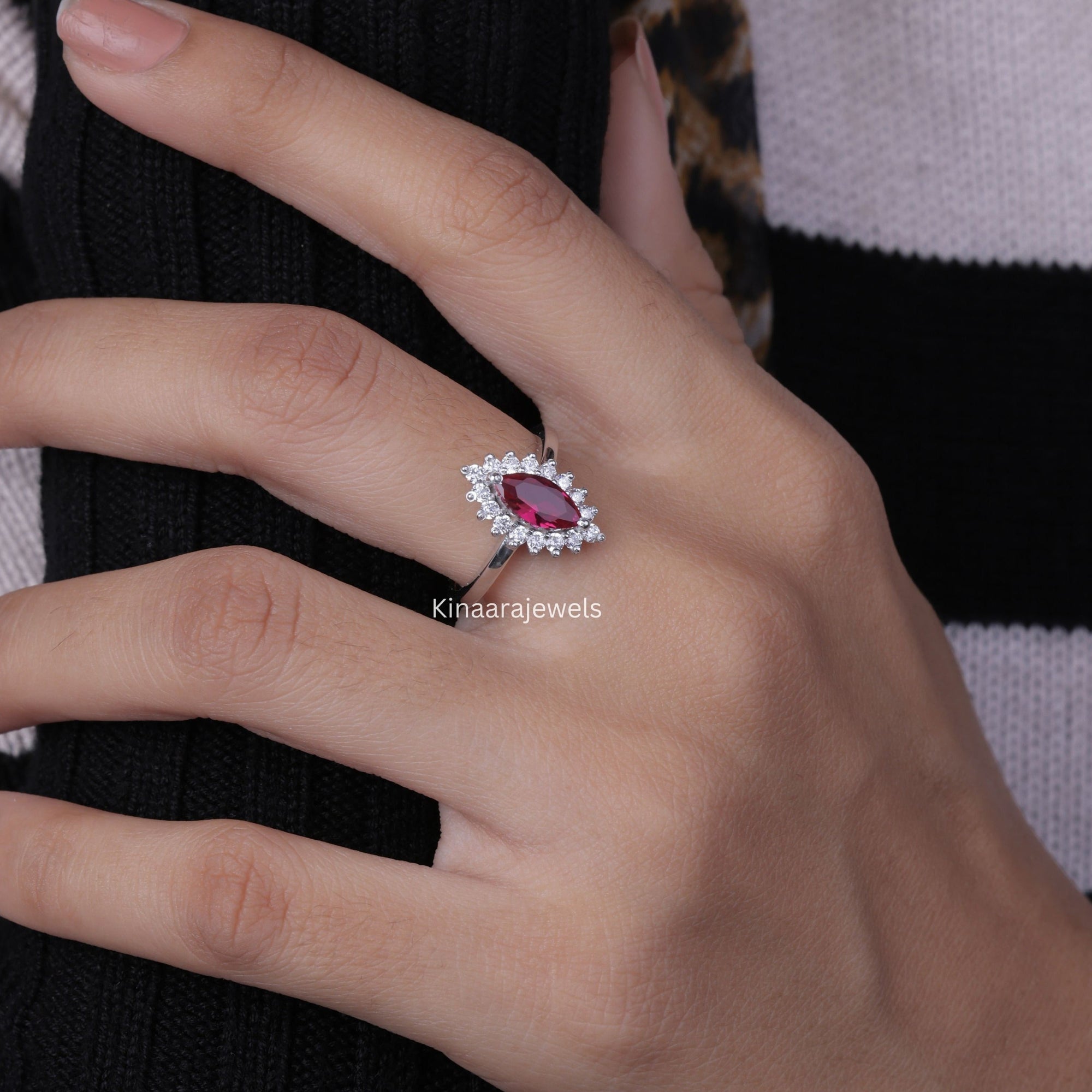 Marquise Ruby Vintage engagement Ring