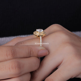 Round Diamond Double Halo Engagement Ring - Kinaara Jewels1