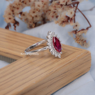 Vintage Marquise Cut Ruby Engagement Ring - Kinaara Jewels