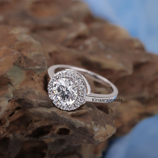 Round Lab Created Diamond Halo Engagement Ring - Kinaara Jewels