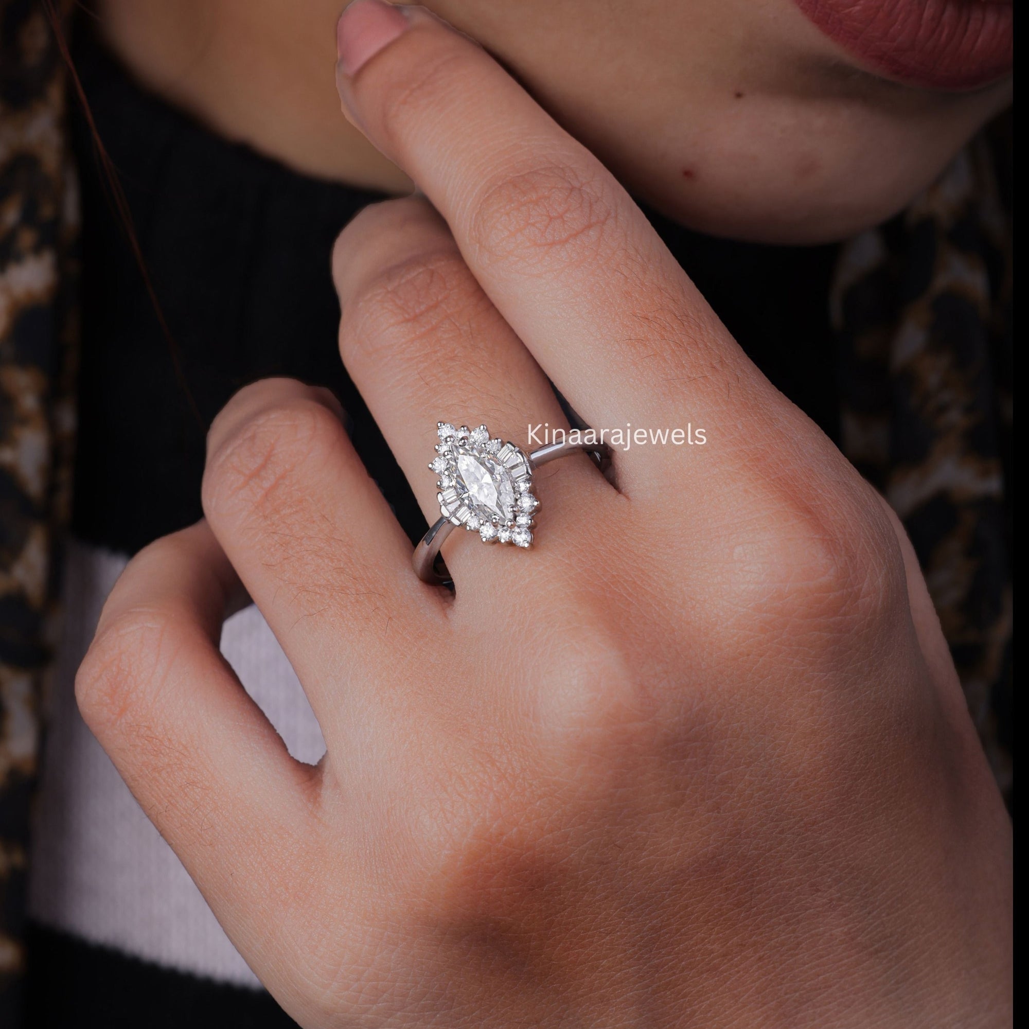 Vintage Antique Marquise Cut Diamond Engagement Ring