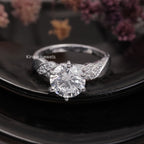Round Cut Lab Grown Diamond Solitaire Engagement Ring, 14K White Gold Ring