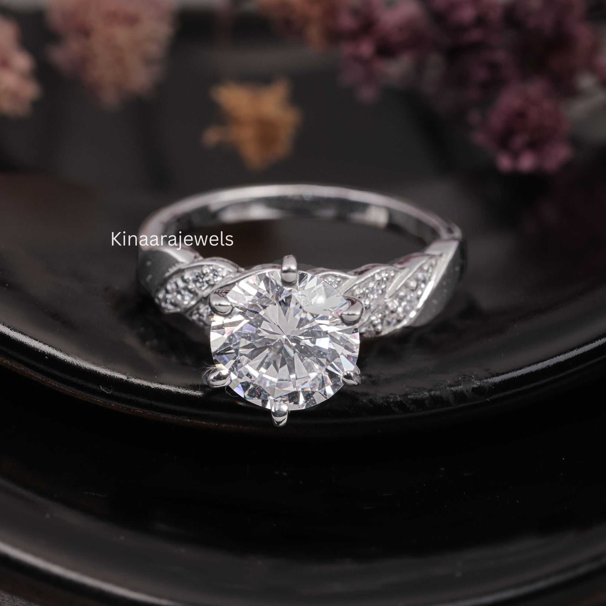 Round Cut Lab Grown Diamond Solitaire Engagement Ring, 14K White Gold Ring