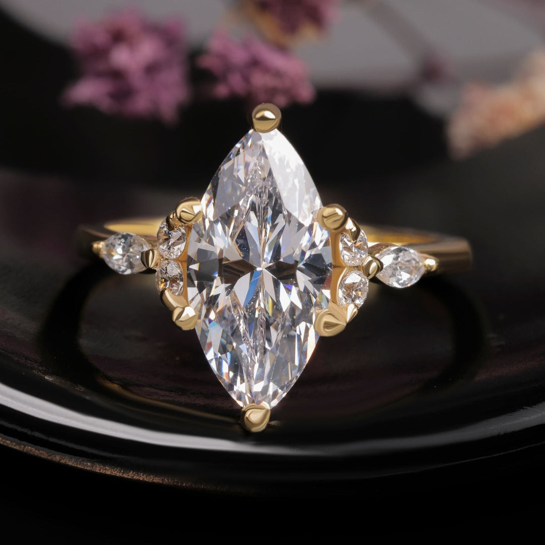 2.0 CT Marquise Cut Lab Grown Diamond Engagement Ring