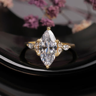 Marquise Cut Lab Grown Diamond Engagement Ring 14K Yellow Gold