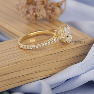 Radiant Cut Lab Grown Diamond Hidden Halo Engagement Ring - Kinaara Jewels