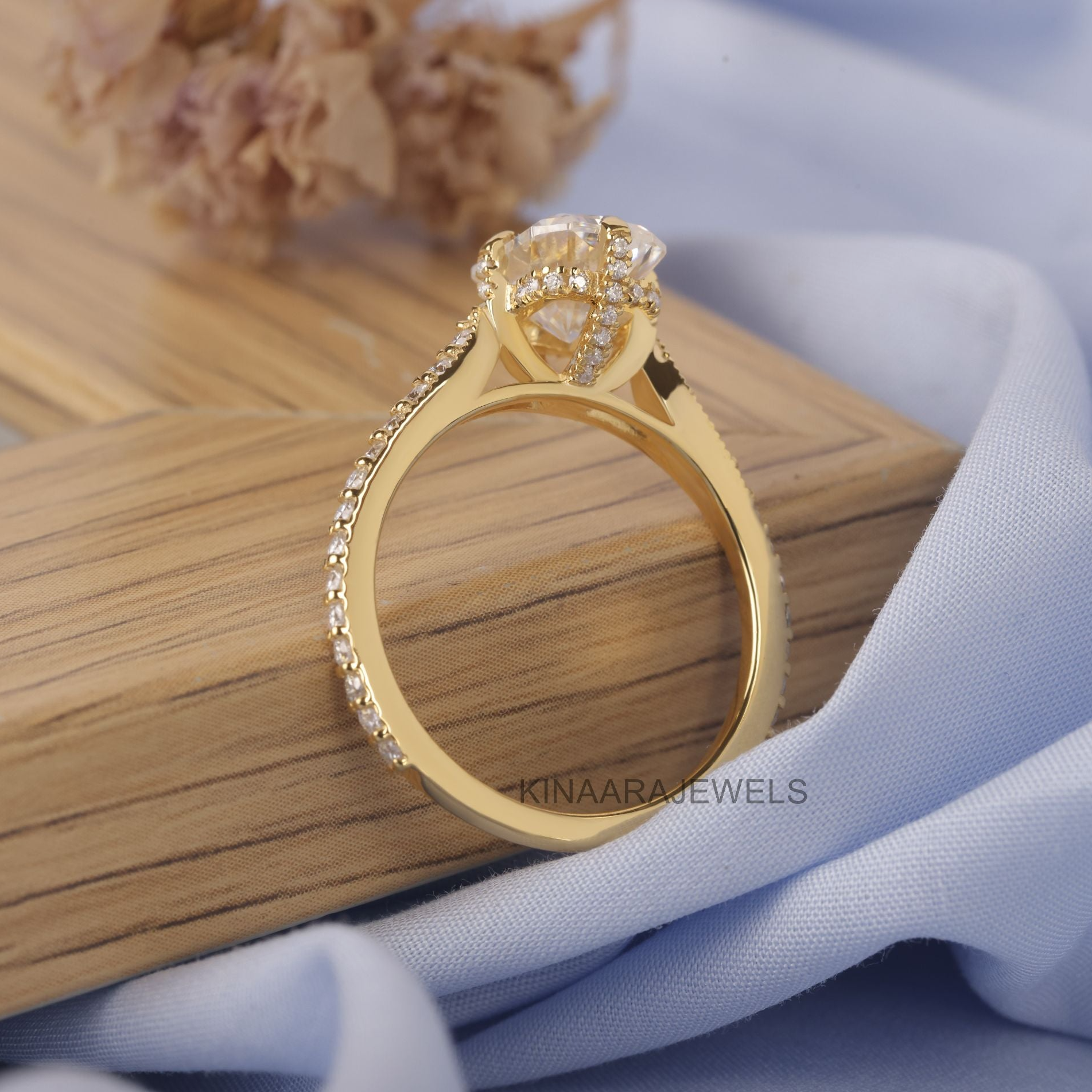 hidden halo radiant engagement ring