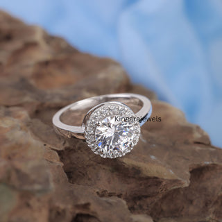 Round Lab Created Diamond Halo Engagement Ring