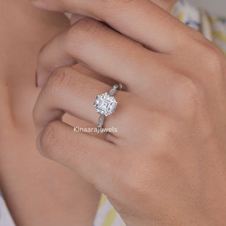 Asscher Cut Lab Created Diamond Engagement Ring