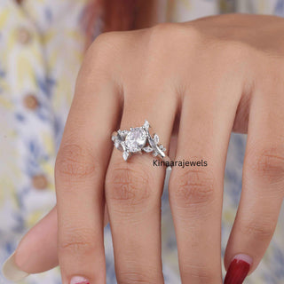 Vintage Oval Cut Diamond Leaf Bypass Engagement Ring - Kinaara Jewels3