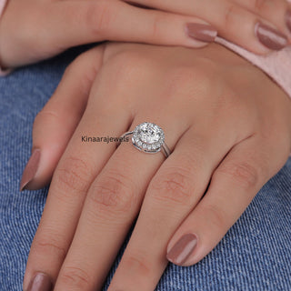 Round Lab Created Diamond Halo Engagement Ring - Kinaara Jewels2