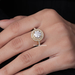 Round Diamond Double Halo Engagement Ring - Kinaara Jewels