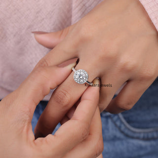 Round Lab Created Diamond Halo Engagement Ring - Kinaara Jewels3