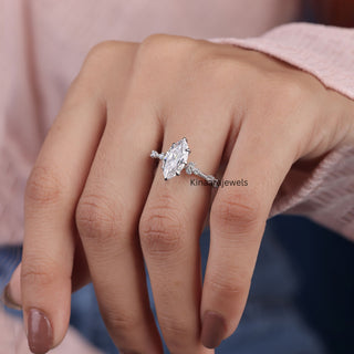 Vintage Marquise Cut Diamond Engagement Ring - Kinaara Jewels2