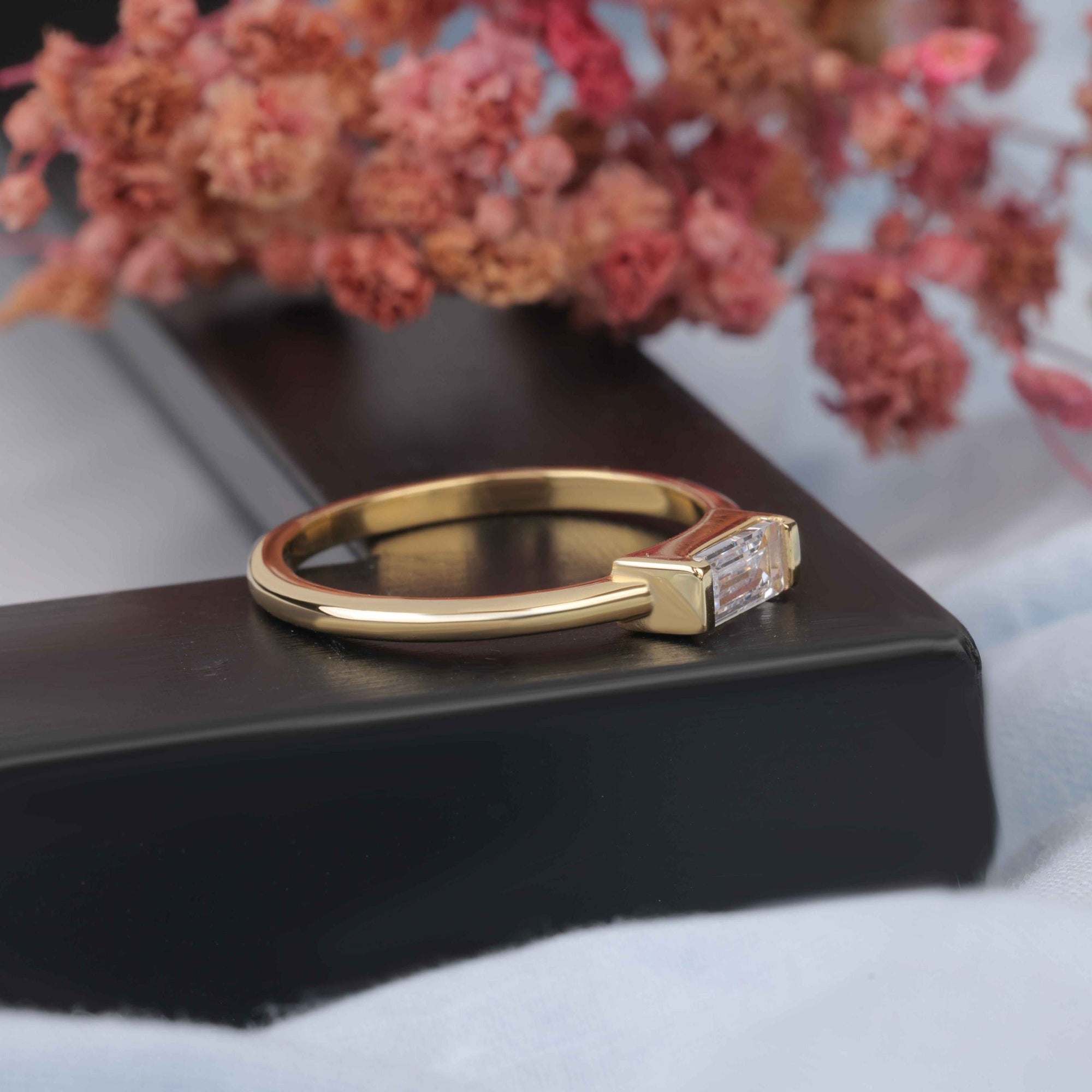 Baguette Cut Solitaire Engagement Ring - Kinaara Jewels