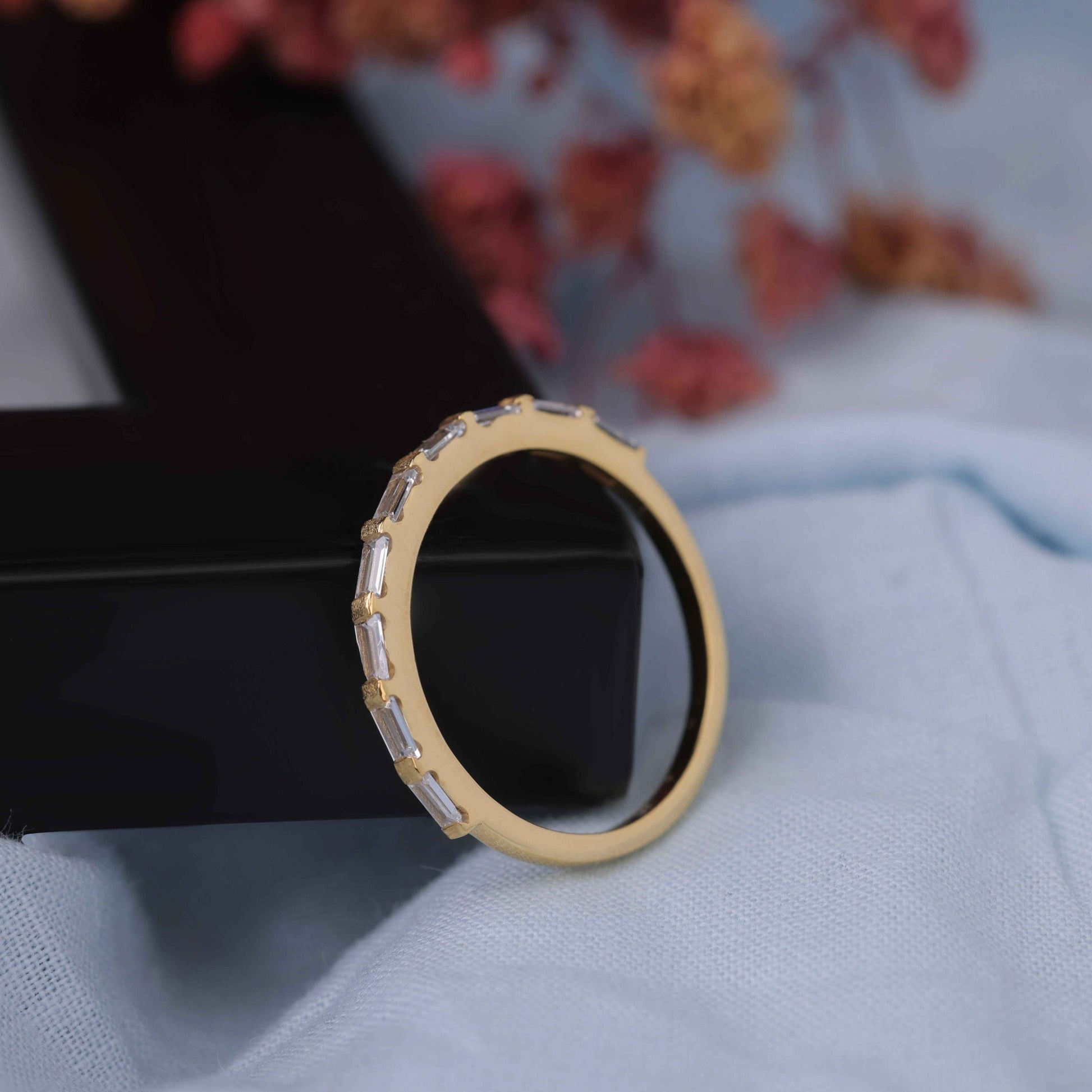 baguette half eternity band