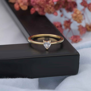 Heart Shape Moissanite Solitaire Engagement Ring in Gold