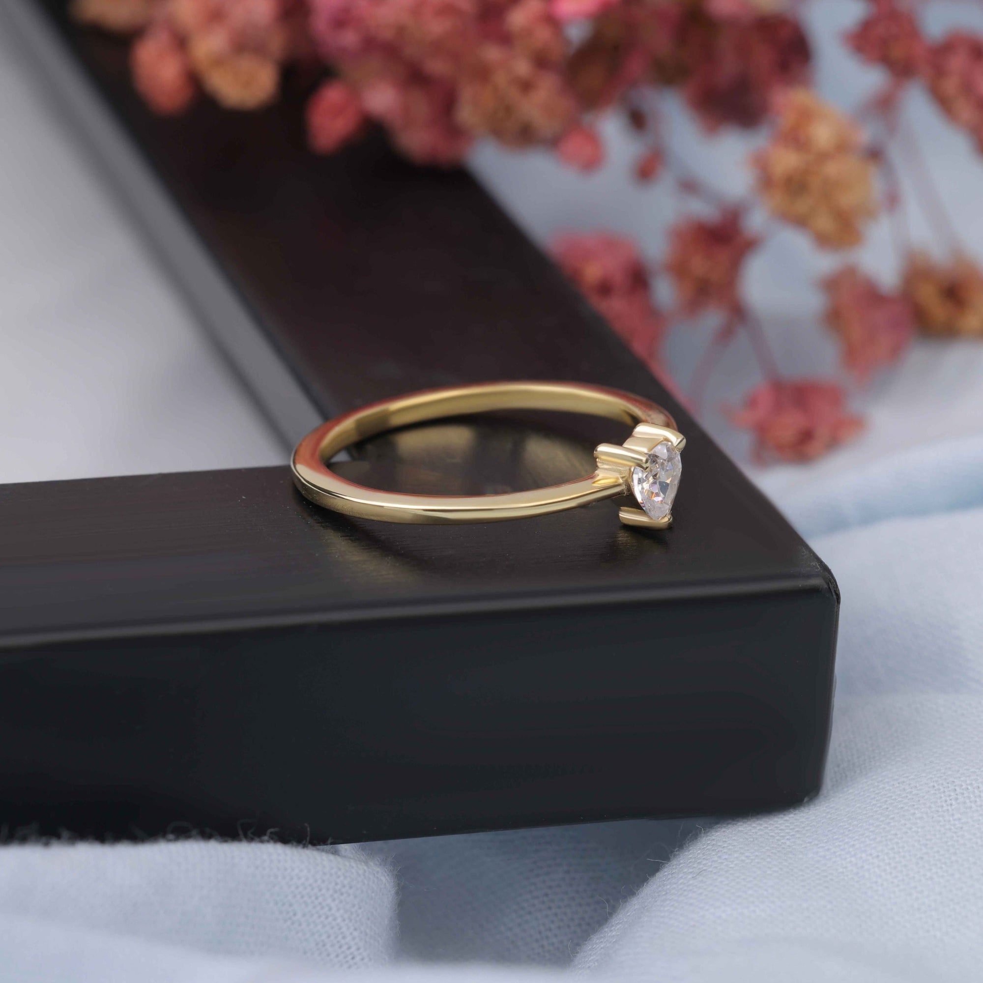 Heart Shape Moissanite Solitaire Engagement Ring in Gold - Kinaara Jewels