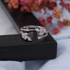Moissanite Leaf Shape Ring in Cuff Style