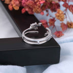 Moissanite Leaf Shape Ring in Cuff Style