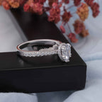 Vintage Style Pear Cut Moissanite Engagement Ring Hidden Halo Ring - Kinaara Jewels