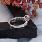 Vintage Style Pear Cut Moissanite Engagement Ring in Hidden Halo Ring1
