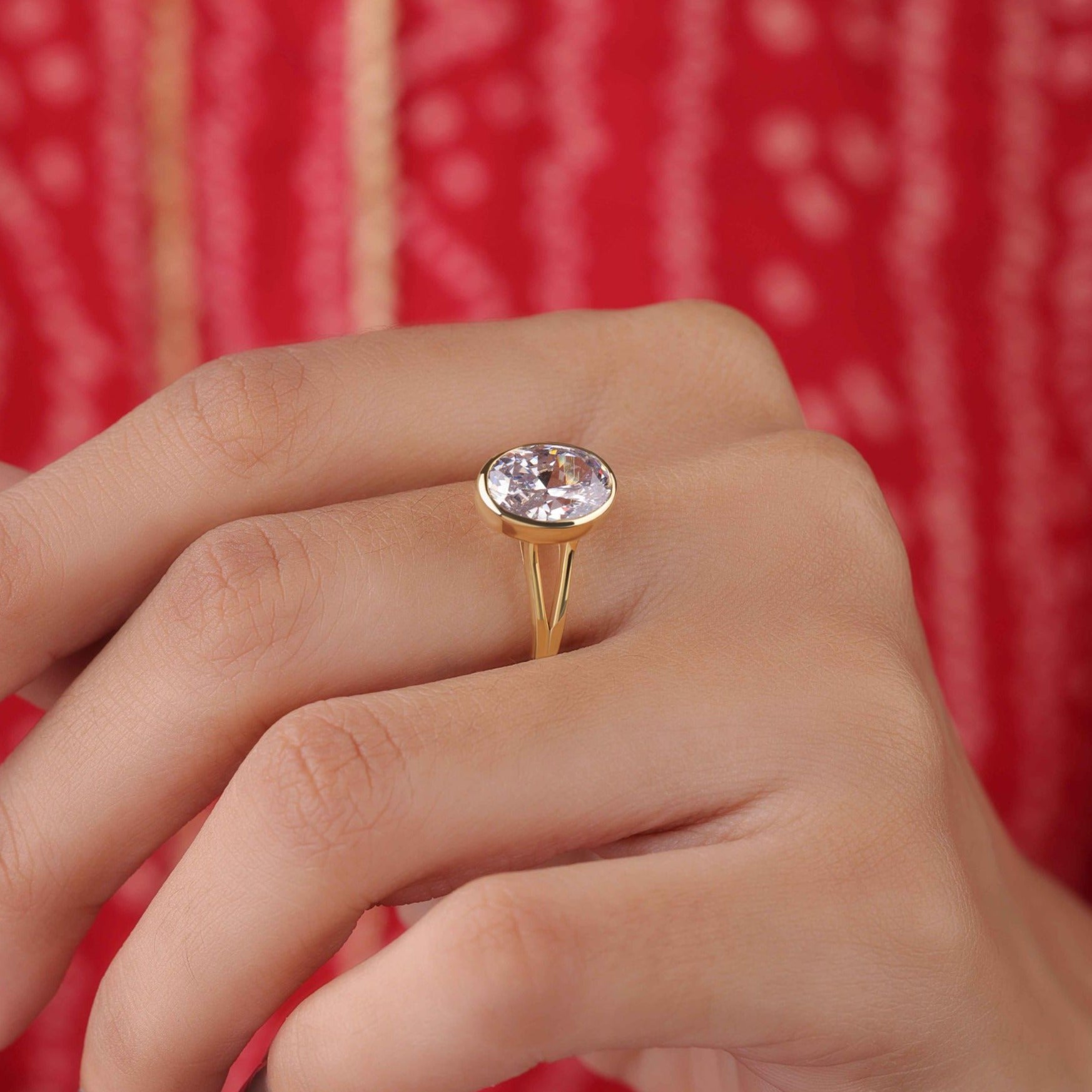 oval cut split shank engagement ring