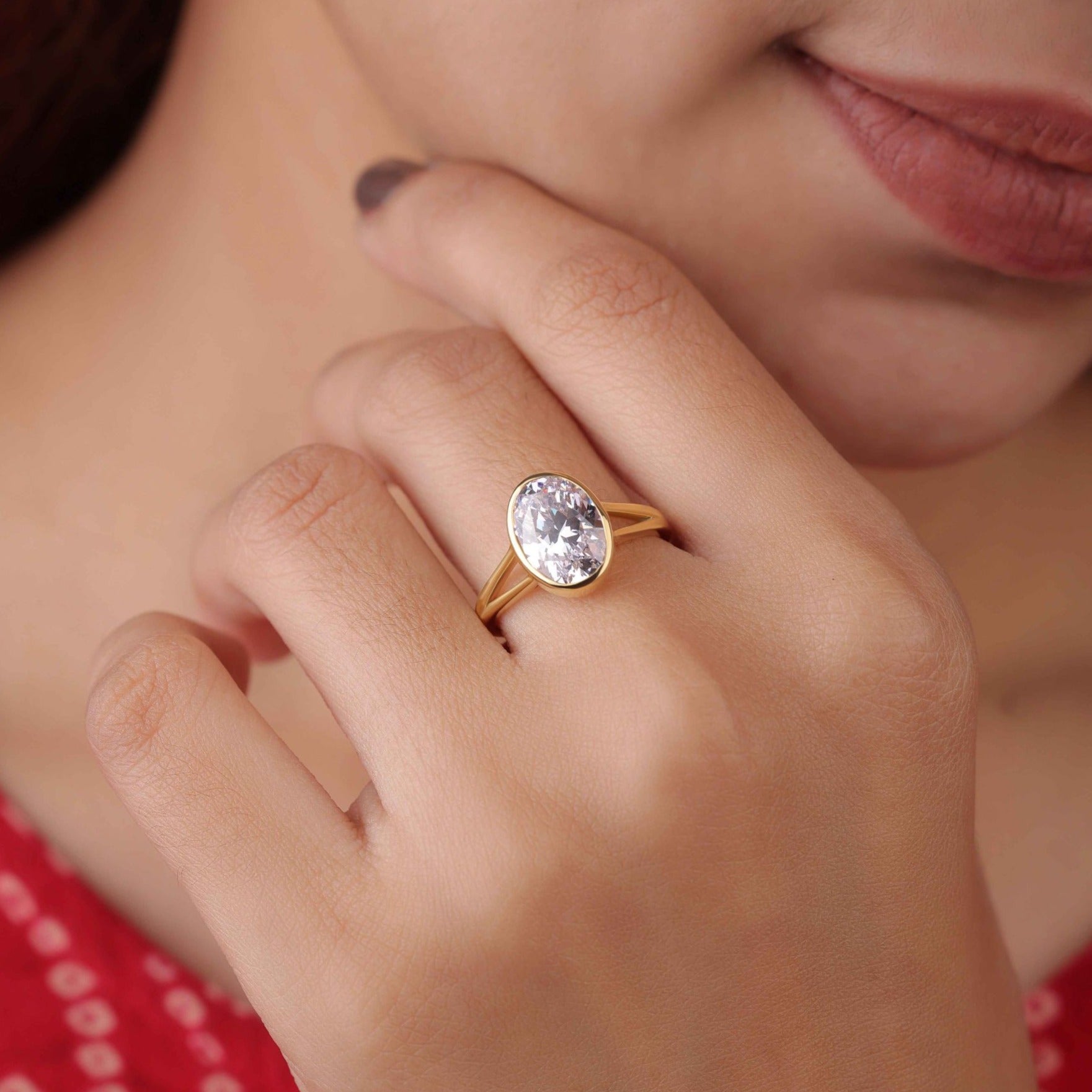 oval split shank engagement ring