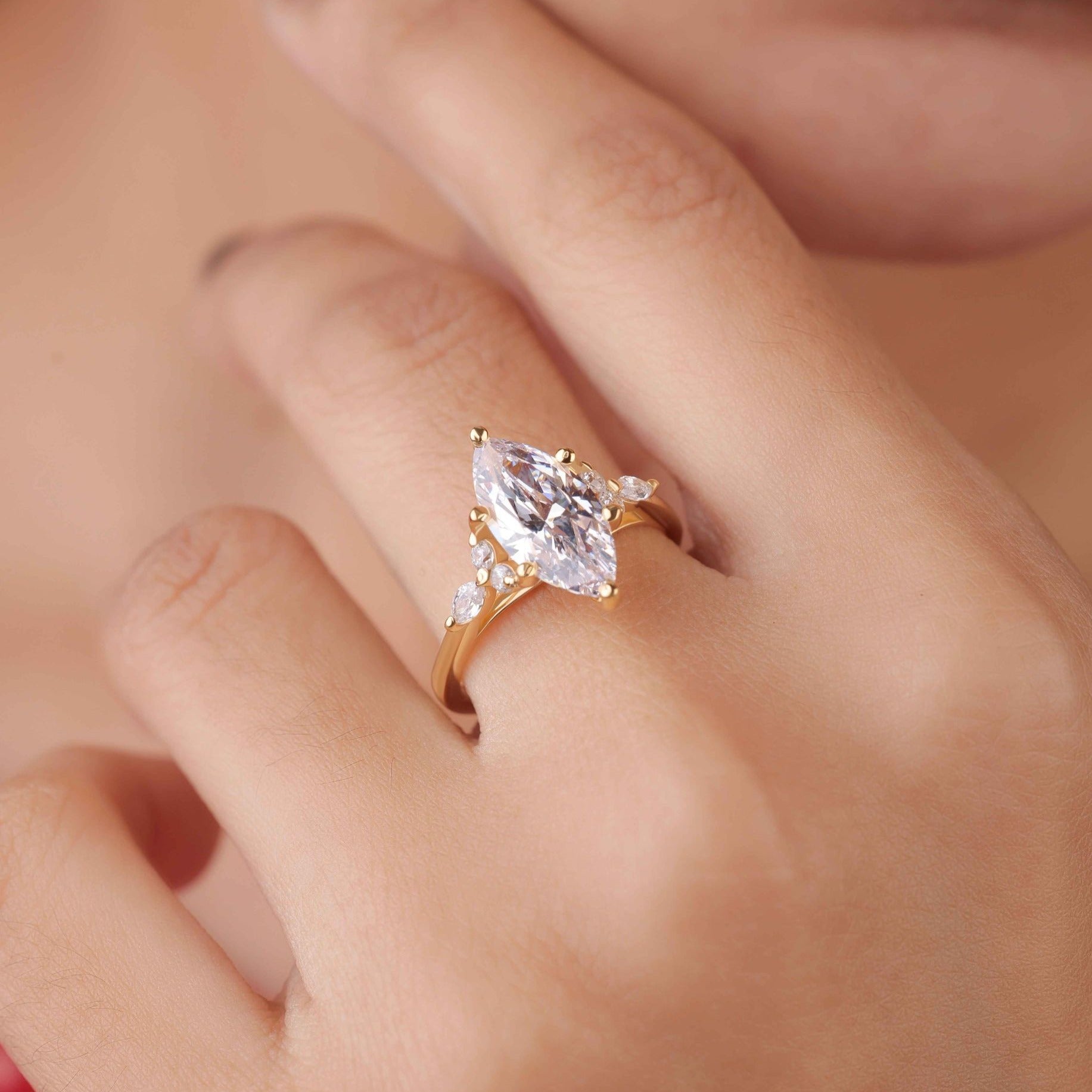 marquise moissanite engagement ring