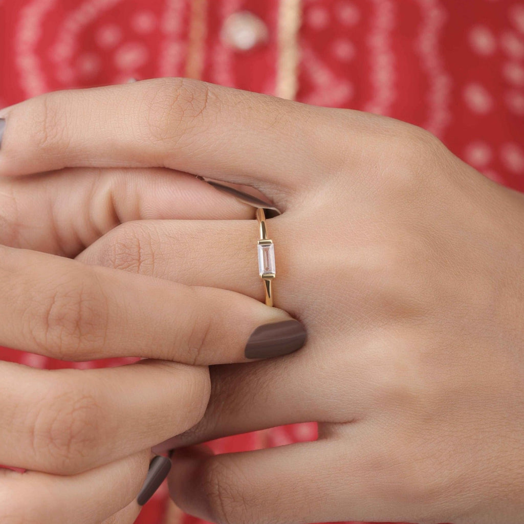 Baguette Cut Solitaire Engagement Ring - Kinaara Jewels1