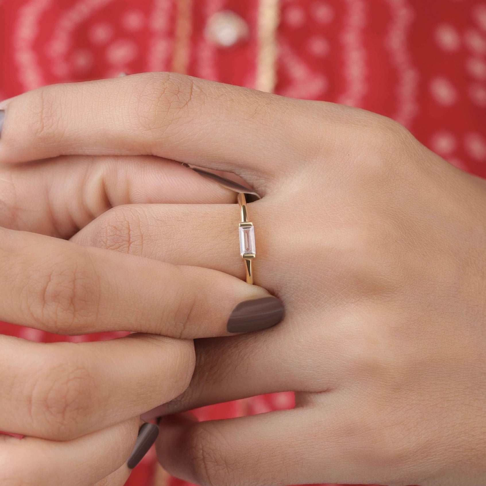 Baguette Cut Solitaire Engagement Ring - Kinaara Jewels1