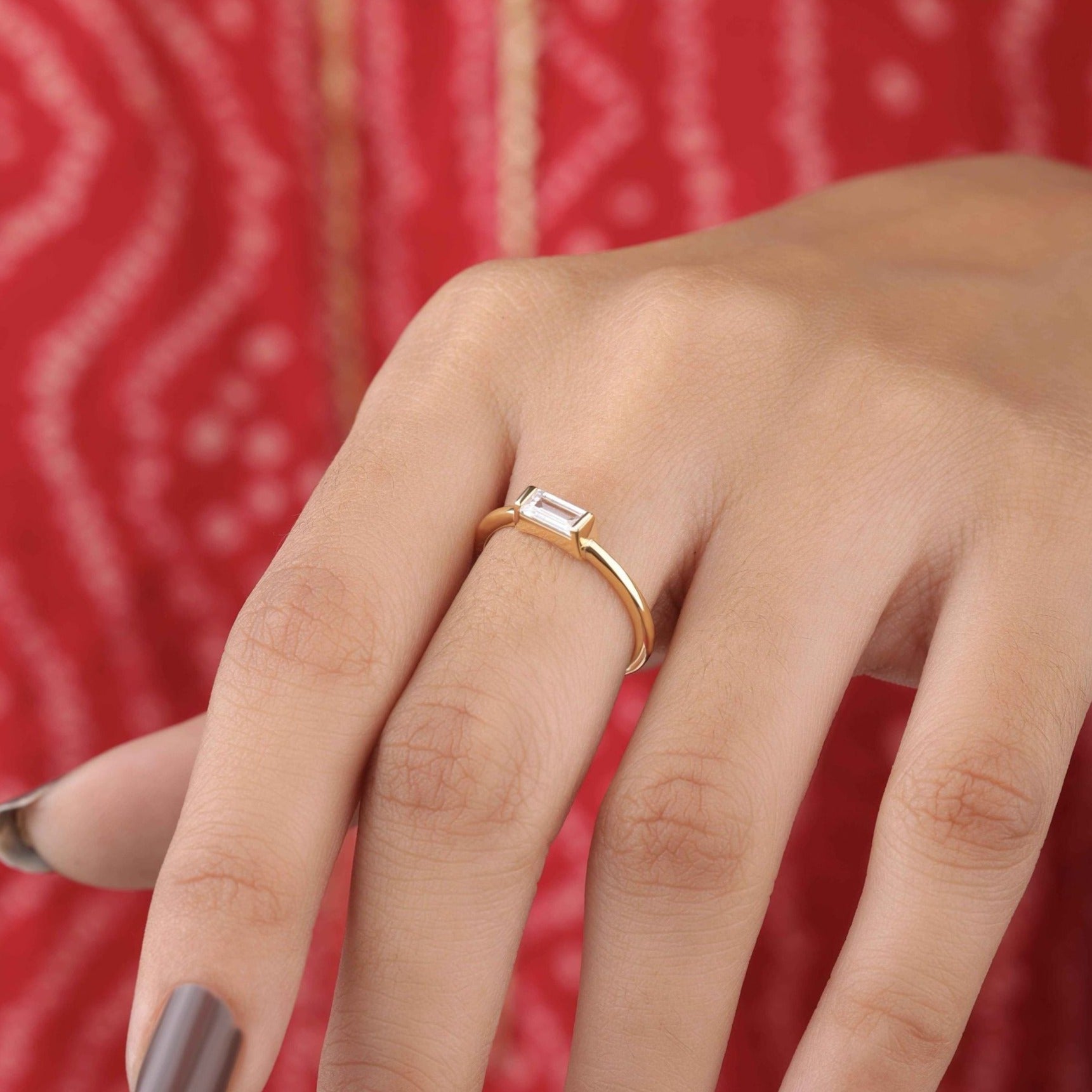 Baguette Cut Solitaire Engagement Ring - Kinaara Jewels2