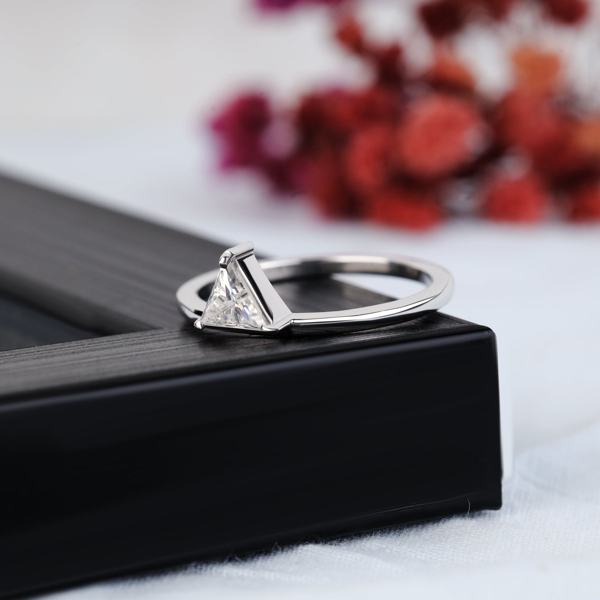Triangle Cut Moissanite Solitaire Engagement Ring - Kinaara Jewels