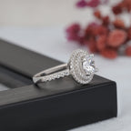 Round Cut Moissanite Double Halo Engagement Ring - Kinaara Jewels