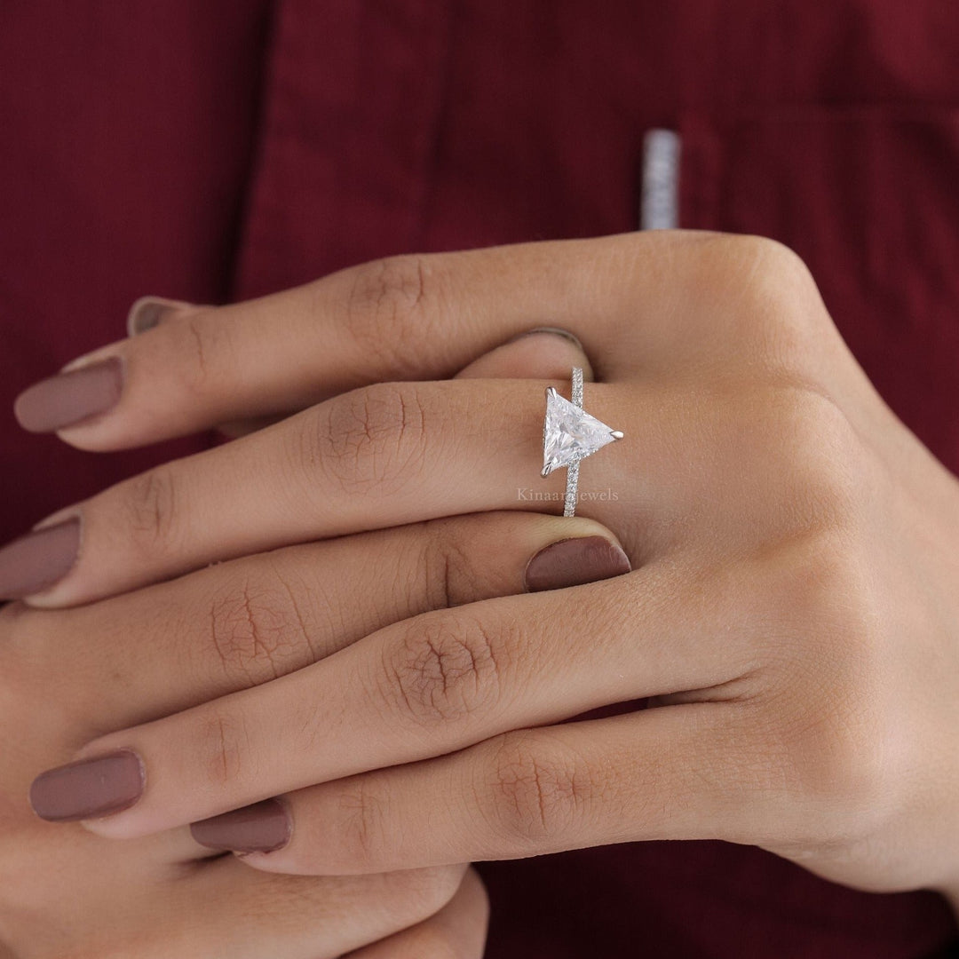 Dainty Triangle Cut Moissanite Engagement Ring.