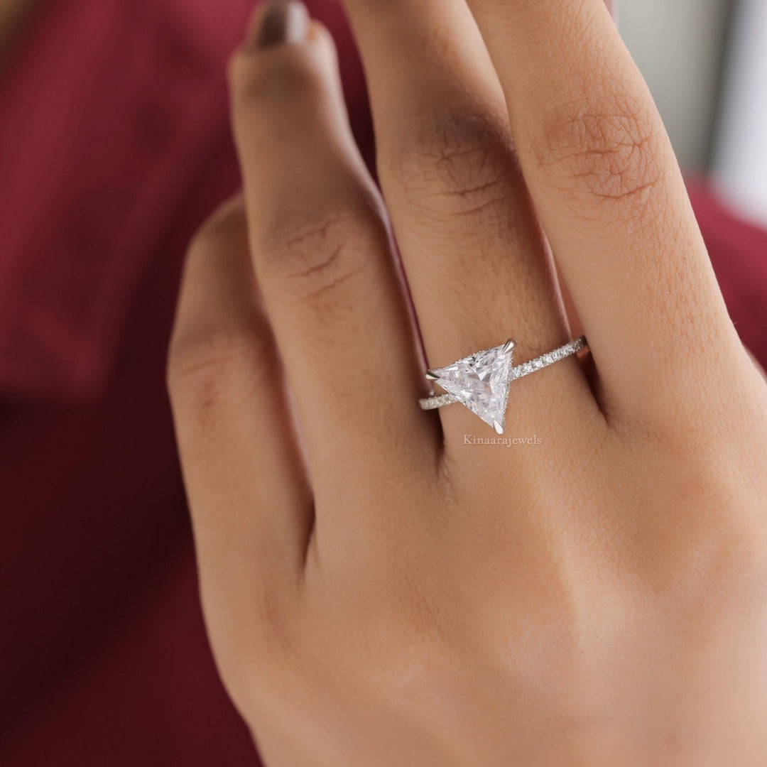 Dainty Triangle Cut Moissanite Engagement Ring.