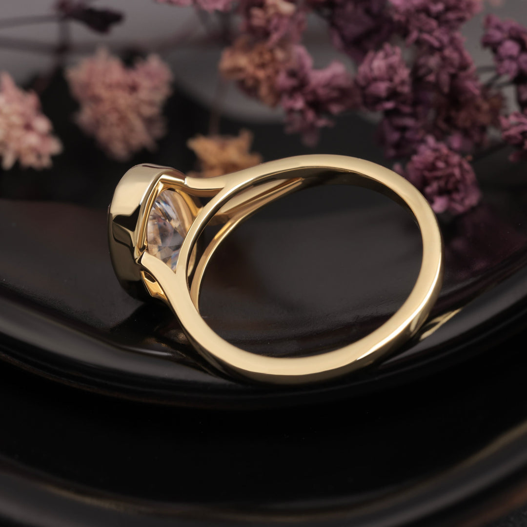 Bezel Set Oval Lab Grown Diamond Solitaire Engagement Ring