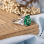 Load image into Gallery viewer, Cushion Cut Emerald Gemstone Ring, Green Emerald Ring