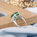 Load image into Gallery viewer, Cushion Cut Emerald Gemstone Ring, Green Emerald Ring