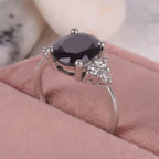 Oval Shaped Black Onyx Engagement Ring