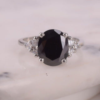 Oval Shaped Black Onyx Engagement Ring - Kinaara Jewels