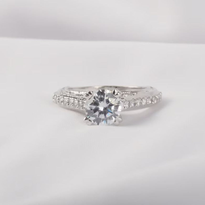 Round Cut Vintage Filigree Engagement Ring - Kinaara Jewels