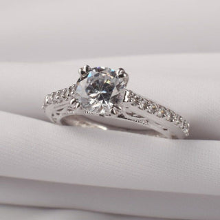 Round Cut Lab Grown Diamond Vintage Filigree Engagement Ring