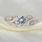 1 Carat Round Cut Lab Grown Diamond Leaf Engagement Ring