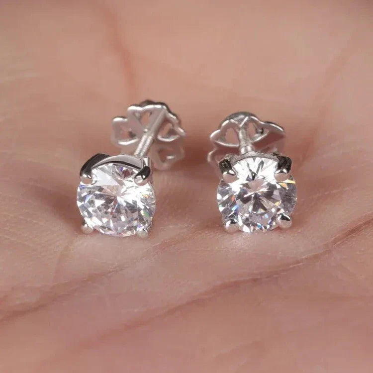 Round Cut Lab Grown Diamond Stud Earrings