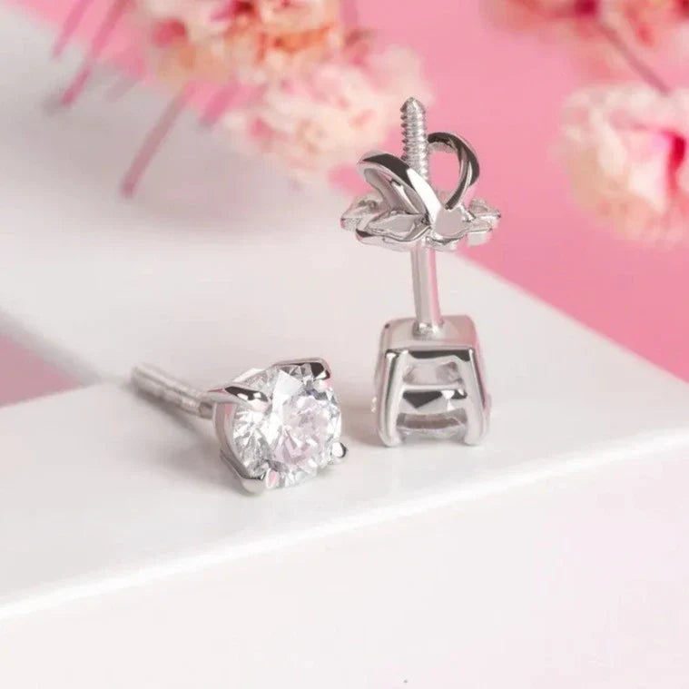 Tiny Round Cut Lab Grown Diamond Stud Earrings - Kinaara Jewels