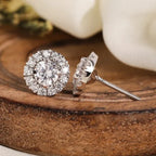 Round Diamond Stud Halo Earrings - Kinaara Jewels