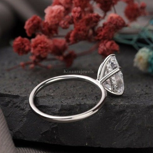Pear Shaped Diamond Hidden Halo Engagement Ring - Kinaara Jewels