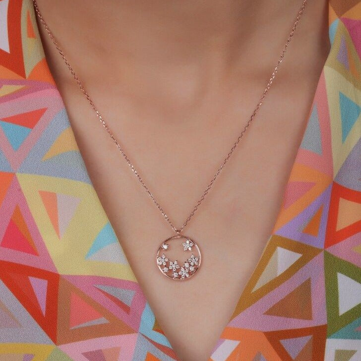 Flower Style Lab Grown Diamond Dainty Pendant5