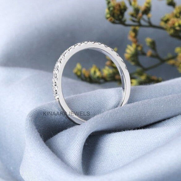 0.26 Ct Round Cut Lab Created Diamond Half Eternity Band in Solid White Gold1